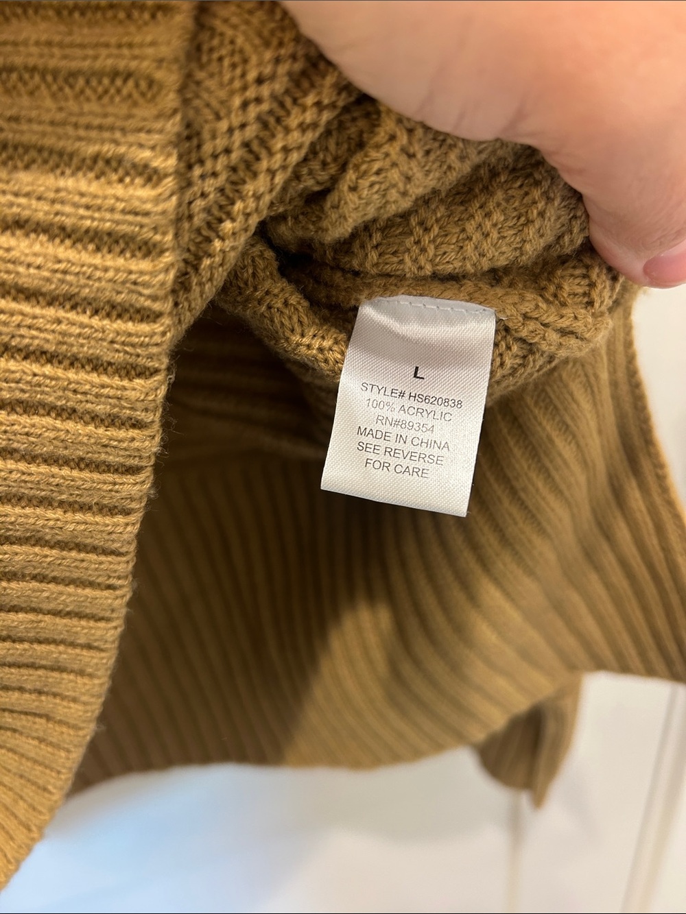 Women’s Ribbed Mock-Neck Sweater in Camel - Picture 8 of 10